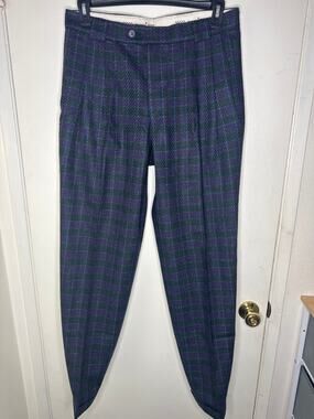 Vtg W34” Avanti Double Pleat Tartan Plaid Wool Blend Dark Academia Pants NWT